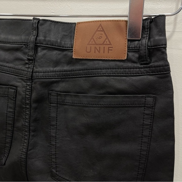 Dolls Kill UNIF Morrison Pants Faux Leather Black Zippers Skinny - Picture 5 of 8